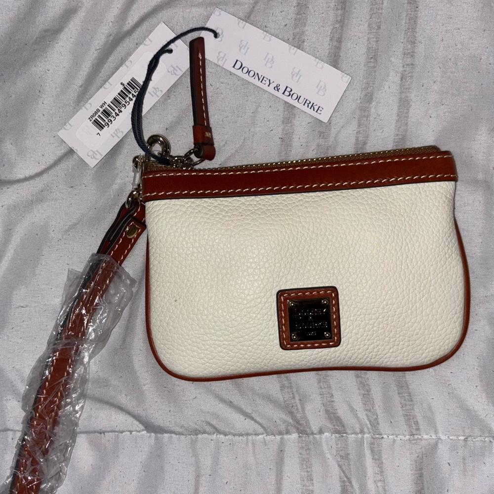 Dooney & Bourke Cream and Tan Leather Wristlet